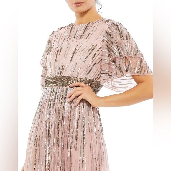 Mac Duggal Gown 93582 Embellished Sequin Belted Evening Dress Vintage Rose Sz 6 - Picture 12 of 12